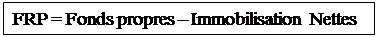 Zone de Texte: FRP = Fonds propres – Immobilisation Nettes